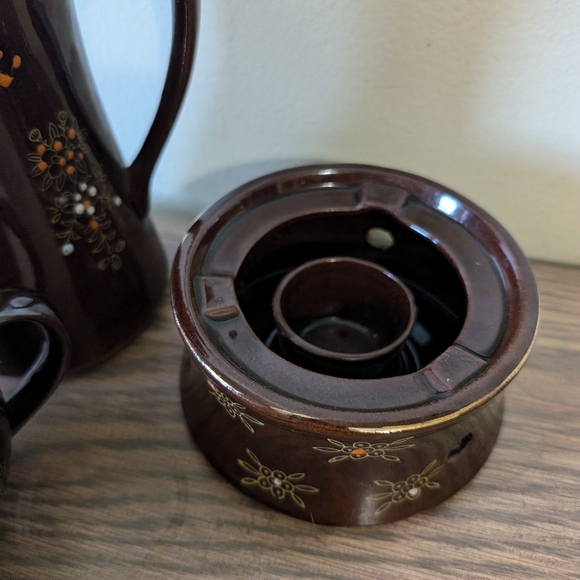 Vintage hand paint redware Japanese Tea set Moriage pattern Has Crack under lid - Picture 5 of 9